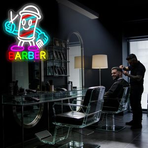 Barber neon LED indoor hanging ambient light hair salon <b>sign</b> display board wall decoration light indicator luminous <b>sign</b> 5V 12V - Product Image 5