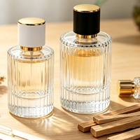 Flacons de parfum en verre à rayures verticales, flacons cosmétiques cylindriques vides à remplir