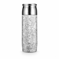 Botol Air Kristal Es Bunga 420ml Titanium Murni Ramah Lingkungan, Terisolasi Vakum, Ultralight, untuk Berkemah di Luar Ruangan