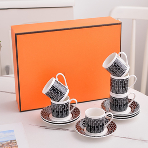 Tazas de Café de Porcelana Fina, Estilo Europeo de Lujo, Juego de 6 Tazas y Platos, Venta al Por Mayor - Product Image 3