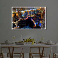 Peinture murale LED acrylique Art Déco avec vue nocturne de Dubaï, cadre doré, décoration personnalisée pour la maison, idéale pour les anniversaires et Diwali