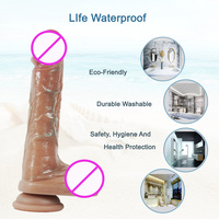 Gode en silicone réaliste avec vibration à 10 fréquences Gode à texture claire Jouets mous pour adultes-Godes énormes pour elle