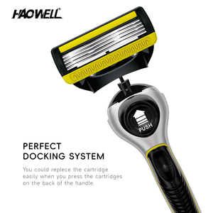 Q01 картридж сменный металлический с резиновой ручкой 5 пять лезвий бритвенная система лезвия бритвы для мужчин - Product Image 2