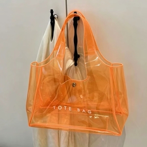 Sac fourre-tout transparent en PVC avec logo personnalisé, sac à cosmétiques transparent à bandoulière, sac à main de shopping avec poignée - Product Image 2