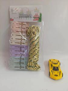 Pinces à <span class=keywords><strong>linge</strong></span> en <span class=keywords><strong>plastique</strong></span> multicolores coupe-vent (12 pièces) avec <span class=keywords><strong>corde</strong></span> à <span class=keywords><strong>linge</strong></span> portable d'extérieur pour sécher vêtements et couvertures - Product Image 6
