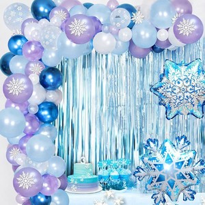 Decoraciones para <span class=keywords><strong>Fiesta</strong></span> Temática de Invierno, Kit de Arco de <span class=keywords><strong>Globos</strong></span> con Copos de Nieve, <span class=keywords><strong>Globos</strong></span> Metálicos Azules y Morados para Cumpleaños y Baby Shower - Product Image 2