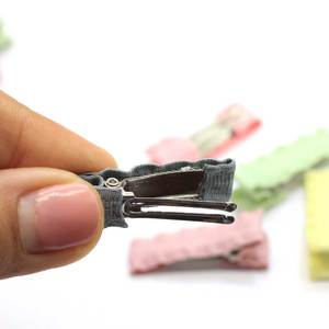 100 pièces Épingles à <span class=keywords><strong>cheveux</strong></span> en tissu, colorées, plates, vierges, à une seule pointe, à dents d'alligator, barrettes pour la fabrication de bijoux DIY - Product Image 3