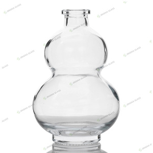 Fabricant de bouteilles d'alcool en verre en forme de <span class=keywords><strong>gourde</strong></span> de 250ml Bouteille en verre personnalisée réutilisable pour alcool Whisky Gin Rhum Brandy - Product Image 2
