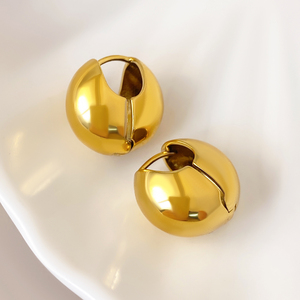 Boucles d'oreilles clous épaisses pour femme, cadeau de fête, laiton plaqué or 18 carats, zircon, tendance et mode - Product Image 5