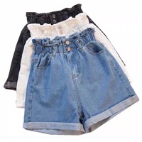 Women's Elastic Waisted Denim Shorts, Loose Fitting