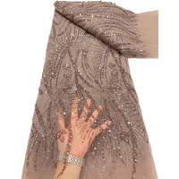 Tissu en dentelle verte de luxe NI.AI, magnifique tissu en dentelle florale perlée, tissu en dentelle à paillettes brillantes avec perles