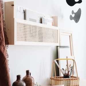 Cajas de almacenamiento tejidas a mano de estilo japonés, cestas de almacenamiento para colgar en la pared, para la sala de estar, cubierta para periódicos y router. - Product Image 2