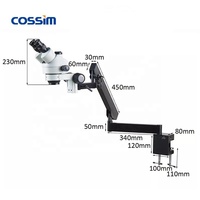 Simul-Focal 7X~45X Zoom Continuous Optical Electron Operating Laboratory Stereo Microscope with 360 Degree Universal Arm