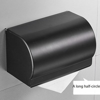 Porte-papier toilette mural noir mat sans perçage, étanche, boîte à papier toilette avec couvercle fermé, distributeur de papier toilette