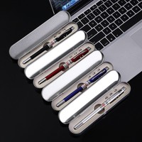 Stylo pointeur télescopique rotatif multifonctionnel Laser infrarouge Stylo à bille en métal Logo gravé Quatre-en-un Lumière LED pour le bureau