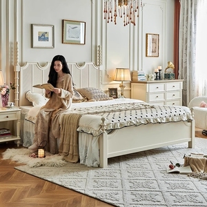 <span class=keywords><strong>Lit</strong></span> <span class=keywords><strong>double</strong></span> de 1,80 m en bois massif blanc crème avec <span class=keywords><strong>rangement</strong></span>, style antique, pour chambre principale - Product Image 6