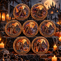 Pièce de monnaie d'imitation en cuivre pur 999 de 1 oz, électroplaquée, série Halloween, Citrouille Chevalier, en relief 3D, couleur UV, artisanat métallique