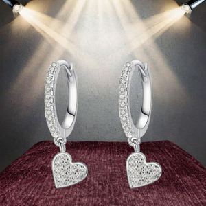 Wholesale Women's Trendy 925 Sterling Silver Zircon Heart Pendant Charm <b>Earrings</b> for Wedding and Gift - Product Image 3