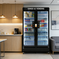 Réfrigérateur commercial à double porte avec compresseur Qingo, distributeur de boissons, écran tactile SDK, capacité de 495 bouteilles