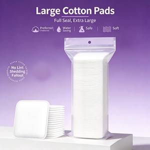 Tampons démaquillants jetables en coton biologique écologiques, pressés aux bords, carrés, 100 pièces, qualité supérieure, 3 couches - Product Image 2