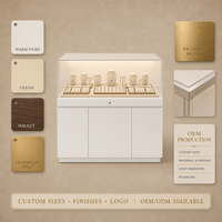 Comptoir de présentation de bijoux sur mesure avec vitrine en verre transparent, armoire de rangement blanche, vitrine pour bijouterie, vente en gros