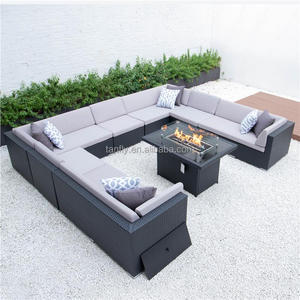 Gartens ofa im nordischen Stil Outdoor-Freizeit möbel mit Feuerstelle Tisch Rattan Patio Sofas für Hotels und Terrassen - Product Image 3
