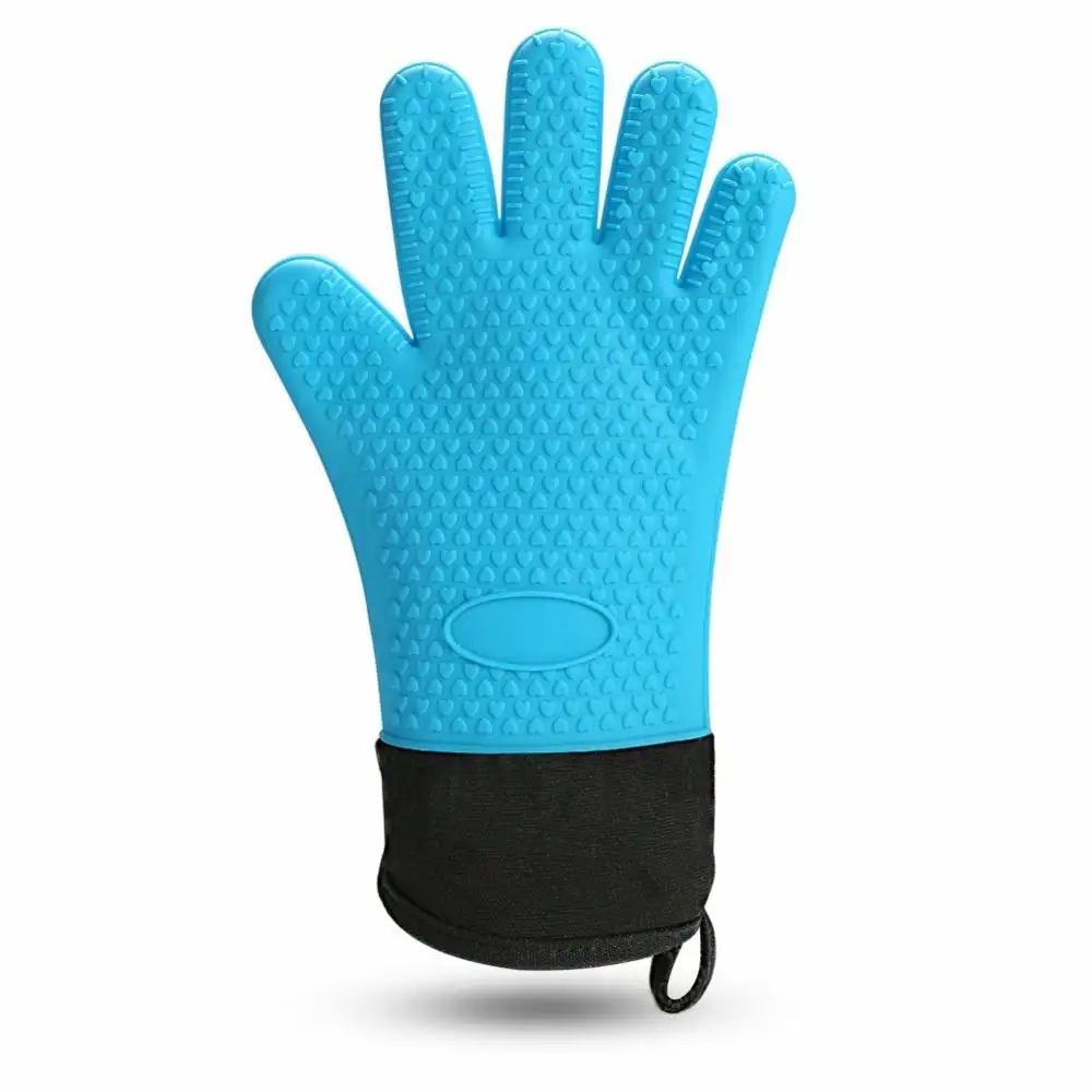 Gants de cuisson et de grillage en Silicone et coton, Double couche, résistants à la chaleur, gants de barbecue