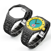 Kit de modification de boîtier et bracelet de montre en acier inoxydable finition grain givré compatible avec S-watch X AP Royal Pop Pocket Watch