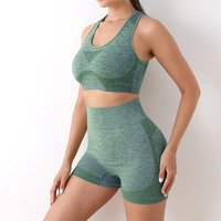 Nouvel ensemble de yoga grande taille : shorts de sport, soutiens-gorge de sport, hauts d'entraînement à taille élastique, ensemble 2 pièces sans couture