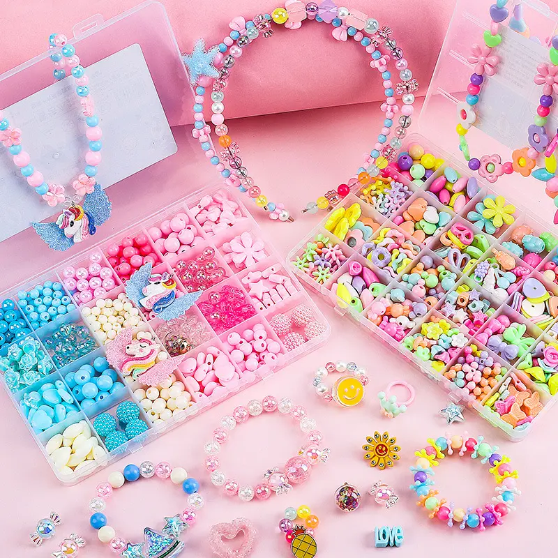 2022 Fashion 15-cell giocattoli di perline per bambini fatti a mano braccialetto fai da te perline educative ragazza perline acriliche per Kit di creazione di gioielli