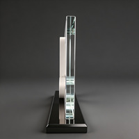Neelpure 187231 Plaque en cristal personnalisée avec base noire, impression UV graphique personnalisée, ornement en 3D pour récompense d'entreprise