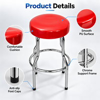 Tabouret de bar pivotant rond avec coussin en PU imprimé sur mesure, pieds en chrome poli, embouts antidérapants pour café, bar, salle de jeux, maison, cuisine