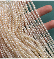 Chaîne de perles d'eau douce naturelles blanches en forme de pomme de terre, qualité AA, 3-3,5 mm, pour la fabrication de bijoux, longueur de chaîne 38-39 cm, 110 perles par chaîne