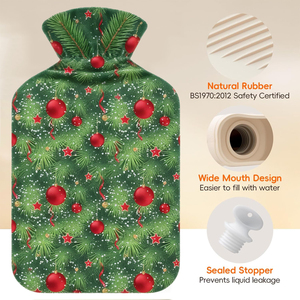 Bolsa de Agua Caliente de 2L, Botella de Agua Caliente y Fría de Caucho Natural con Funda Navideña para Alivio del Dolor, Caja de Regalo - Product Image 3