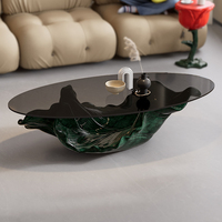 Table Basse Moderne en Verre Premium Design Artistique Haut de Gamme Feuille Unique Meuble de Luxe pour Salon