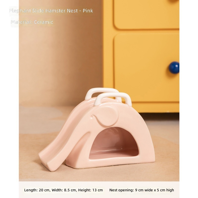 Maison pour hamster avec toboggan éléphant - Rose