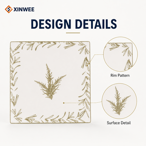 Ensemble <span class=keywords><strong>de</strong></span> plateaux <span class=keywords><strong>de</strong></span> service en céramique <span class=keywords><strong>de</strong></span> luxe à plusieurs niveaux avec support en métal doré, logo personnalisé, plateau <span class=keywords><strong>de</strong></span> présentation pour le thé <span class=keywords><strong>de</strong></span> l'après-midi, plateau à dessert, décoration - Product Image 3