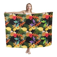 Ropa Tribal Polinesia estampado de piña azul personalizado Lavalava Sarong Wrap mujeres playa traje de baño cubrir Pareo para vacaciones