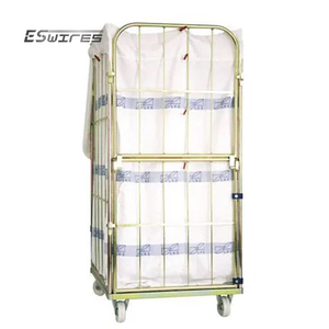 Chariot galvanisé industriel de chariot à blanchisserie de <span class=keywords><strong>cage</strong></span> en métal de stockage commercial E-SOON avec des roues - Product Image 2