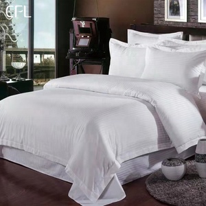 La <span class=keywords><strong>biancheria</strong></span> <span class=keywords><strong>da</strong></span> <span class=keywords><strong>letto</strong></span> bianca 100% del cotone dell'<span class=keywords><strong>hotel</strong></span> delle strisce di CFL 3 cm ha montato gli strati nel lenzuolo eccellente dei rifornimenti di ospitalità - Product Image 5