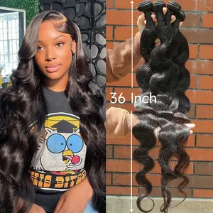 Body Wave Remy 40 Inch Align Virgin Peruvian Hair Weave Bundle with Closure Grade 12A Brazilian Hair Bundles