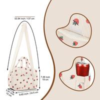 Sac à lunch portable pour enfants Fourre-tout en velours côtelé imprimé fraise