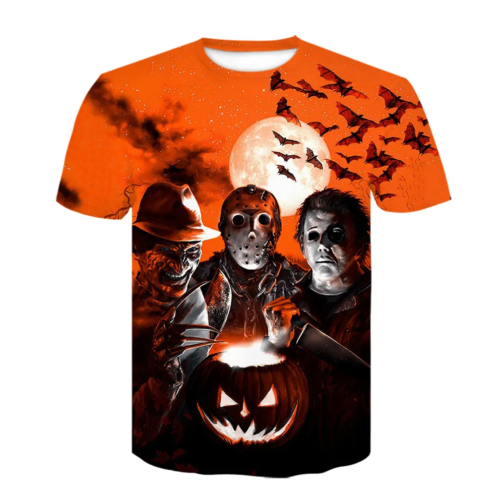 New Skull T Shirt for Men Hip-Hop Round Neck funny Short Sleeve Streetwear Casual 3D Print joker T-shirt Halloween mens Clothing