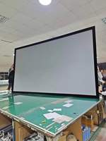 Écran de projection incurvé à cadre fixe en PVC de 72 pouces 16:09 avec tissu en cristal noir pour projecteur 4K 3D