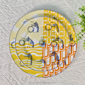 Creative Round Dinner <b>Plate</b> Home Banquet Multi-function <b>Decoration</b> Dim Sum Salad <b>Plate</b> Bone China Double <b>Plate</b> 10 Inch 8 Inch - Product Image 2