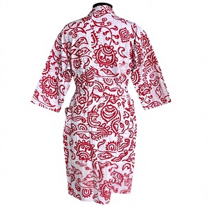 Robe longue rouge bohème à imprimé floral en coton avec manches longues, offre ODM - Product Image 4