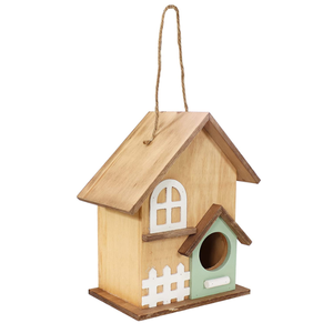 Haute qualité moderne vente en gros cabane rustique suspendue extérieur maison d'oiseau rustique jardin peint décoratif en bois extérieur nichoir - Product Image 1