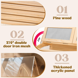 Cage à plusieurs niveaux en bois pour petits animaux, centre d'activités pour hamsters pygmées, avec plateau coulissant, balançoire, abreuvoir, échelle et maisonnette pour animaux - Product Image 2
