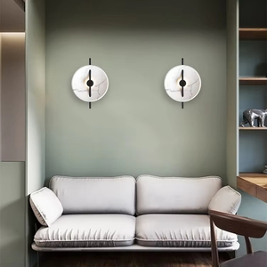 2025 New Arrival phong cách Bắc Âu hiện đại LED Tường Đèn phong cách Marbling Mô hình đầu giường cho khách sạn phòng khách phòng ngủ trang trí - Product Image 4