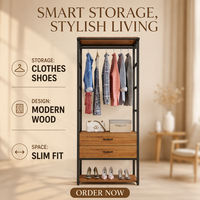 Porte-chaussures en acier de haute qualité, organisateur de rangement pour vêtements en bois, armoire avec tiroirs pour chambre et vestiaire